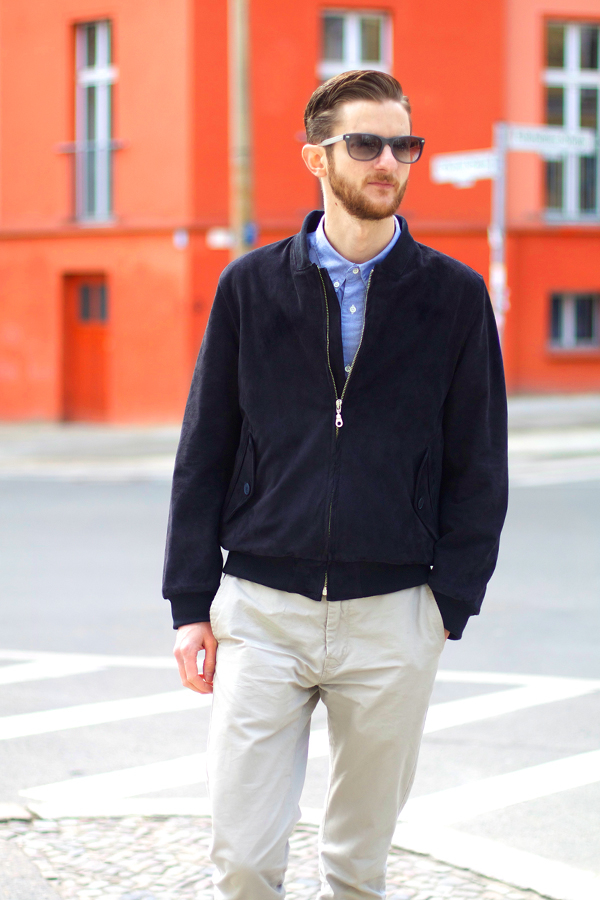 suede bomber spruced